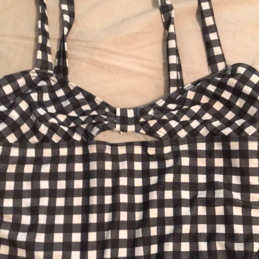 Black & White Gingham One-Piece Bathing Suit - Picture 2 of 10